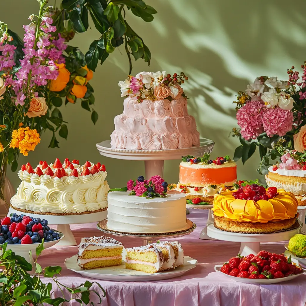 A stunning table showcasing trending cakes for 2024