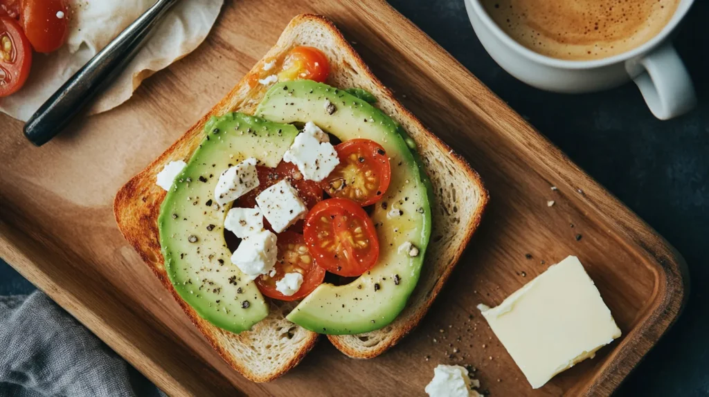 Toast with avocado and feta	