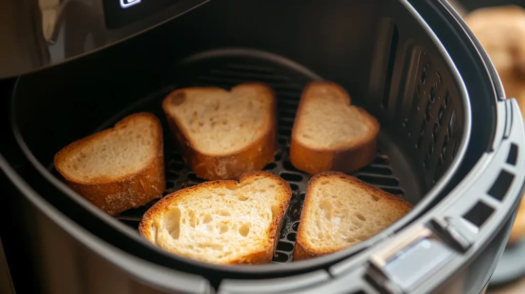 Toasted bread inside air fryer	